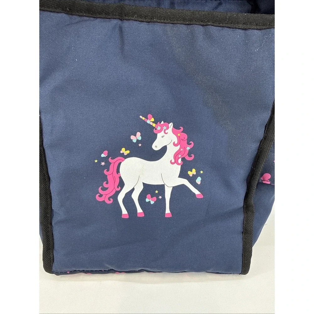 Bayers Unicorn  Doll Carrier Bag Girls Blue Shoulder Straps Hearts